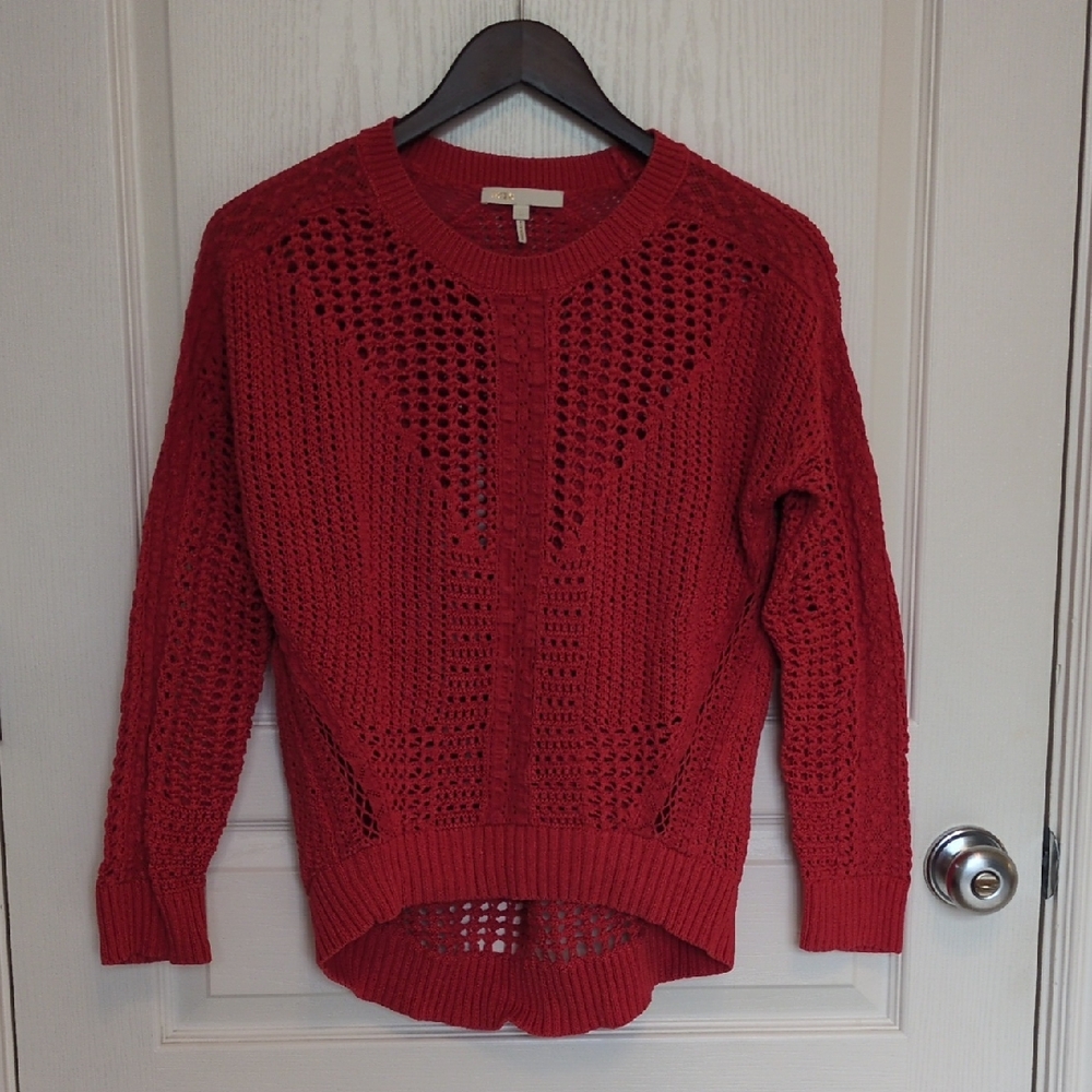 Maje Red Crochet 100% Cotton Women's Sweater